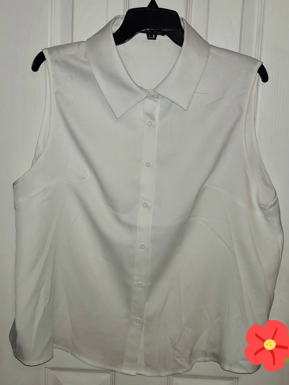 Shein Curve Sleeveless Button-Front White Collared Top 1X